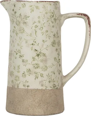 Zdjęcie produktu dla Clayre & Eef Dzbanek dekoracyjny 21x14x26 cm Zielone ceramiczne kwiaty