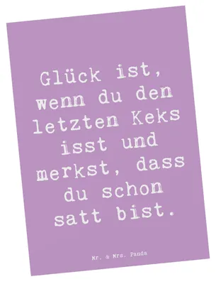 Produktbild von Mr. & Mrs. Panda Postkarte Spruch Glück Erfüllung - Lavendeltraum - Geschenk, Grußkarte, Magie der kleinen Dinge, Liebe, Ansichtskarten, Fotokarte, Zitat, Gefühl, Lächeln