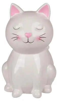 Produktbild von Spardose Katze Keramik mit Deckel und Schlüssel (weiß)