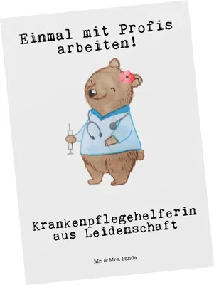 Produktbild von Mr. & Mrs. Panda Postkarte Krankenpflegehelferin Leidenschaft - Weiß - Geschenk, Ausbildung, Postkarten, bildkarte, Witzig, Spruch, Ansichtskarten, Grußkarte, Fotokarte