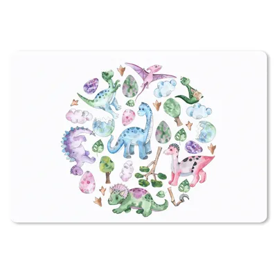 Produktbild von MuchoWow® Mauspad Mousepad Kinderzimmer - Kreis - Dinosaurier - Jungen - Mädchen - Kinder 27x18 cm - Mousepads - Maus Mat - Pad - Mausunterlage - Büroartikel - Desk Matten