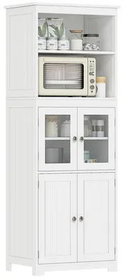 Produktbild von Kš¹chen-Sideboard mit 4 Tš¹ren, 2 offenen Regalb?den und verstellbarem Einlegeboden fš¹r Wohnzimmer, 60 x 30 x 162 cm, Wei?