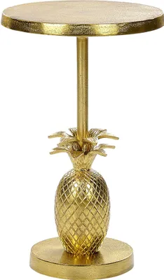Produktbild von BELIANI Beistelltisch Gold Aluminium Rund 29 cm mit Säulenfuß Ananas-Design Modern Hollywood-Stil Einbeinig Wohnzimmer Ausstattung Möbel Blumenständer