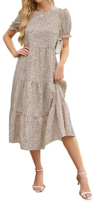 Produktbild von Sommerkleid für Damen – Langes Maxikleid mit kurzen Ärmeln – A-Linie