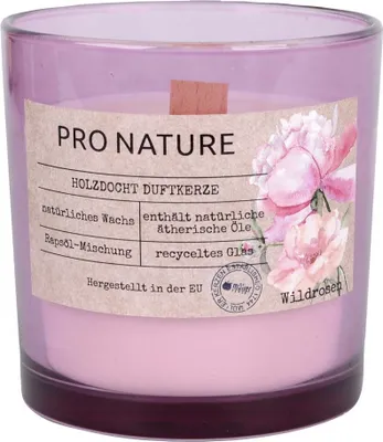 Immagine prodotto di Candela profumata Pro Nature con stoppino in legno - 100x100mm rosa selvatica