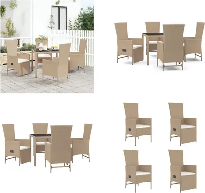 Image de vidaXL 5 pcs. Salon de jardin avec coussins Beige Poly Rotin - Salon de jardin - Salon de jardin - Salon Terrasse