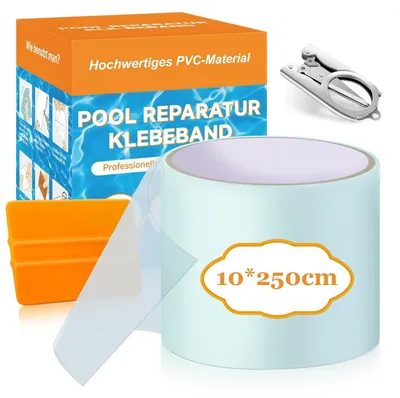 Produktbild von Schwimmbad Reparaturset 250 cm, 10 Flicken, selbstklebendes PVC, wasserdichtes Klebeband, für Pool
