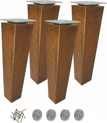 Produktbild von Beine aus Buchenholz, 20 cm – Trapezform, Nussbaumbeize, mit Montageset