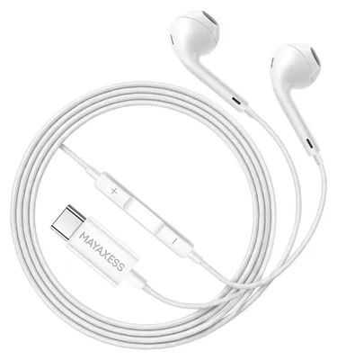 Produktbild von Mayaxess, USB-C Kabelkopfhörer mit Mikrofon für Pixel 8, Weiß