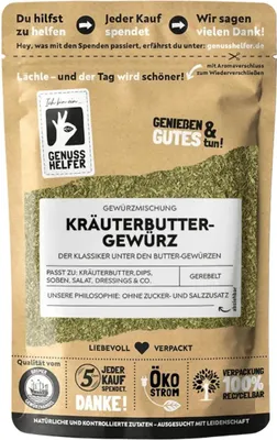 Produktbild von Kräuterbuttergewürz, fein gerebelt, für selbstgemachte Kräuterbutter, 50g