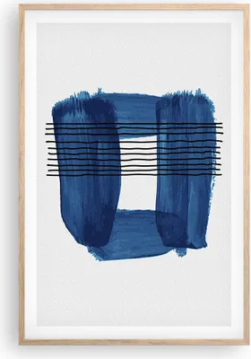 Produktbild von Gerahmtes Poster - Rahmen in heller Eiche - Abstraktion Aquarell Blau - 61x91,5 cm - Wand Bild - Wanddeko - Wandbilder - Wandposter - Bilderrahmen - Bilder - Kunstdruck - Wandbild - P2NPA61x91-4223