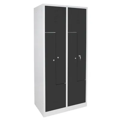 Produktbild von Z-Spind mit Sockel und Zylinderschlössern, 4 Abteile, BxTxH 800x500x1800 mm, lichtgrau/anthrazit