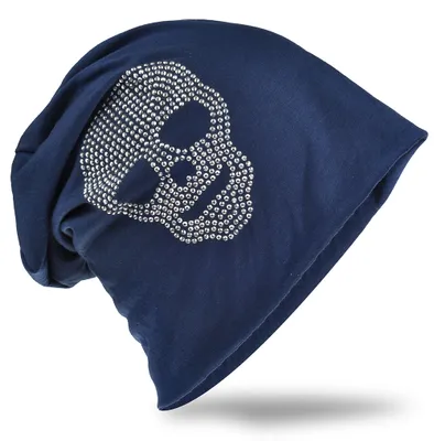 Produktbild von Beanie Muetze Totenkopf Dunkelblau