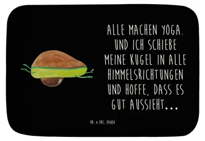 Produktbild von Mr. & Mrs. Panda duschmatte Avocado Yoga - Schwarz - Geschenk, Badezimmerteppich, Unsportlich, Hilfe, Badematte, Bauch, Haha, Humor, Badteppich, Badvorleger