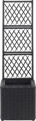 Produktbild von vidaXL Hochbeet mit Rankgitter 1 Topf 30x30x107cm Poly Rattan Schwarz