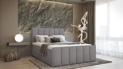 Produktbild von PREDAJ LEADER skriňová pružinová posteľ PARIS 180x200 cm čalúnená posteľ s dvoma zásuvkami, kompletná súprava s matracom a topperom (4 cm), sivá, posteľná látka JASMINE 90