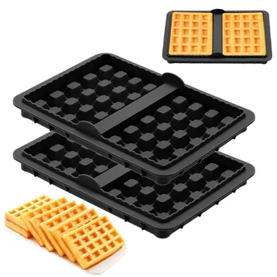 Productafbeelding van Siliconen wafelvormen voor airfryer - Hittebestendige bakvorm - 2 stuks