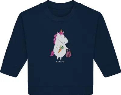Produktbild von Mr. & Mrs. Panda Organic Baby Pullover Einhorn Gemüse 24. - 36. Monat - French Navy - Geschenk, Wochenmarkt, Biomarkt, Einhörner, Unicorn, Bullover