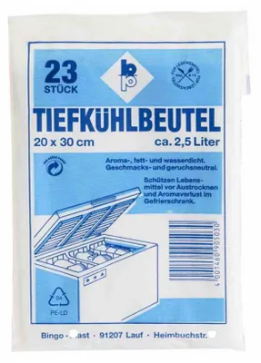 Produktbild von Tiefkühlbeutel 2,5 l, 21 x 30, 23 Stück