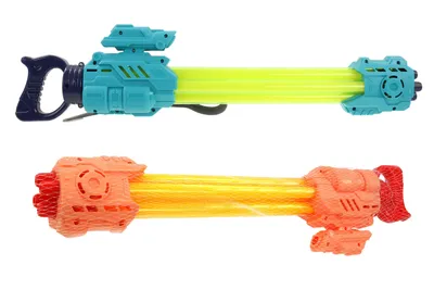 Produktbild von Wasserpistole 55 cm Blau/Grün – Große Spritzpistole ohne Tank zum Aufziehen – Kunststoff Wasserspielzeug für Garten, Strand & Pool