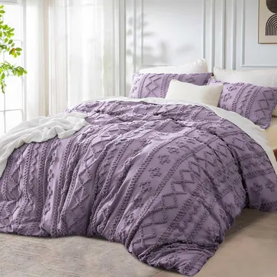 Produktbild von Bettwäsche Set 220x240cm Lila Boho Geometrisch Wendebettwäsche mit 2 Kissenbezügen 80x80cm Microfaser