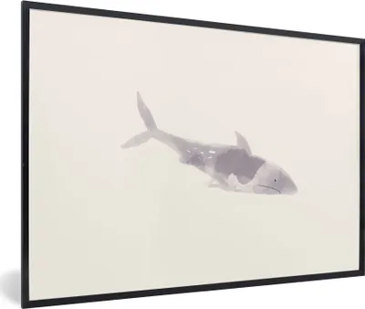 Produktbild von MuchoWow® MuchoWow® Gerahmtes Poster Fisch - Meer - Aquarell 30x20 cm - Poster mit zchwarzem Bilderrahmen - Kunstdruck - Bild-Poster