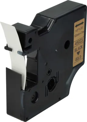 Produktbild von vhbw Schriftband-Kassette kompatibel mit Dymo LabelManager 100, 210D, 120P, 200, 260P, 280, 100 Plus, 160 Etiketten-Drucker 7m x 12mm Schwarz auf Gold