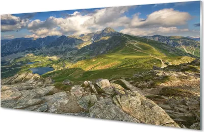 Produktbild von Glasbilder 140x70 Wandkunst Gebirgssee