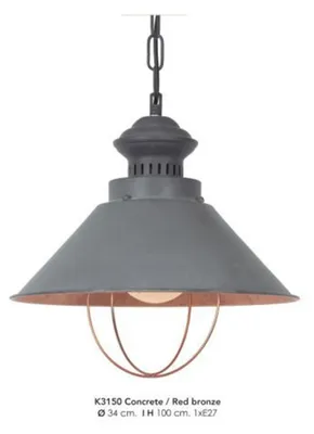 Image de Casa Padrino Lampe à suspendre Plafonnier couleur béton / bronze Design industriel 34 cm de diamètre - Lampe industrielle Lampe industrielle