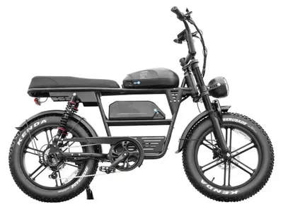 Image de V20 EB30 Dubbele Accu - Fatbike électrique avec antivol à chaîne - 20 pouces - Moteur 250W - Autonomie 120 km - 7 vitesses - Freins à disque hydrauliques - Batterie 1498Wh - Double suspension - Noir