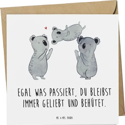 Produktbild von Mr. & Mrs. Panda Grußkarte Trennung von den Eltern - Weiß - Geschenk, faltkarte, Liebe, Ermutigung, Trost, doppelkarte, Trostspender, Vertrauem, Glückwunschkarte, Mut