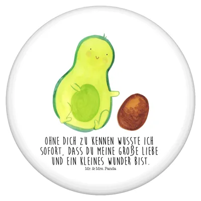 Produktbild von Mr. & Mrs. Panda Button Avocado Kern rollt - Weiß - Geschenk, Wunder, Geburt, Anstecker Pin, Badge, Plakette, Liebe, Geburtstag, Fun-Button, Schwanger
