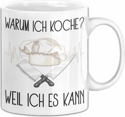 Produktbild von Koch Tasse Geschenk Bester Koch Sprüche Warum Ich Koche Weil Ich Es Kann (Weiß)