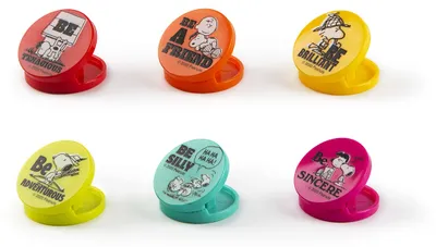 6 Beutelclips Kunststoff Peanuts-Dekor 4 x 4 x 3,5 cm