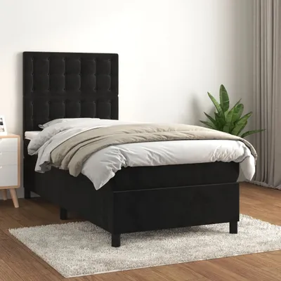 Obrázek produktu pro vidaXL Boxspring postel s matrací černá 80x200 cm samet - Boxspring postel - Boxspringbetten - Bett - Schlafzimmermöbel