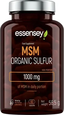 Produktbild von ESSENSEY - MSM Organic Sulfur I 1000 mg I 90 Kapseln I Hochdosiert I Vegetarier & ohne Zustze I 45 Tagesdosen I Leicht zu schlucken I Labor
