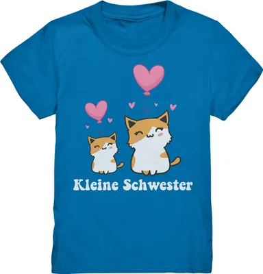 Produktbild von Kleine Schwester T-Shirt Katzen Kleine Schwester Geschenk – Royal Blue / 152/164 (12-14)