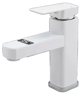 Productafbeelding van Wasbakarmatuur, LED-temperatuurindicator, bediening met één hendel, WIT