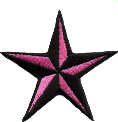 Produktbild von Aufnäher - Nautischer Stern - schwarz-rosa - Patch