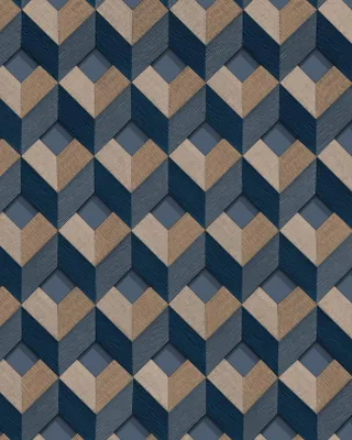 Produktbild von Profhome DE120134-DI 3D Tapete Geometrisch glänzend blau creme bronze 5,33 m2
