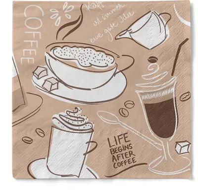 Produktbild von Tissue Serviette Tasty Coffee in Braun, 3-lagig, 33 x 33 cm, 100 Stück - Mank