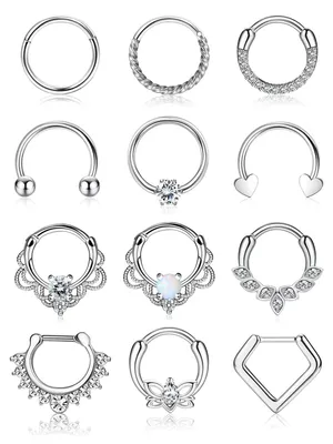 Image de Solidchoice - 12 pièces de bijoux pour piercing de septum en acier chirurgical