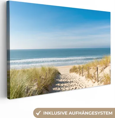 Zdjęcie produktu dla MuchoWow® - Obraz na płótnie - plaża - morze - wydma - piasek - lato, fototapeta, dekoracja ścienna, obrazy do salonu, 120x80cm