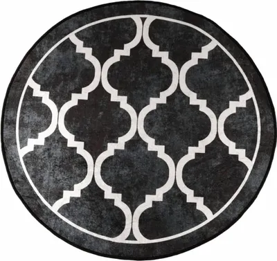 Produktbild von vidaXL Teppich Waschbar Schwarz und Weiß Ø 120 cm