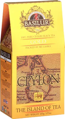 Immagine prodotto di Tè nero BASILUR Ceylon, composto da foglie di alta qualità senza additivi, in forma conica, 100 g