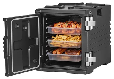 Produktbild von VEVOR Thermobox 75 L, Isolierbox zum Warmhalten und Kühlen, Warmhaltebox aus LLDPE 650 x 450 x 549 mm, Transportbox für Speisen und Getränke, Thermobehälter für Verschiedene Pfannengrößen (ohne)