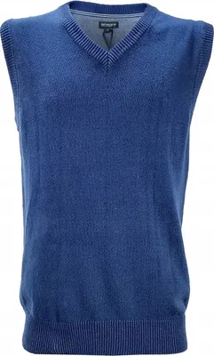 Produktbild von Strickweste Herren Weste pullunder V-Pullover Ärmellos Strickjacke 100%Baumwolle BLAU XL