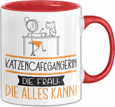 Produktbild von Katzencafégängerin Geschenk Tasse Becher Die Frau Die Allen Kann Geschenkidee für eine Katzencafégängerin Lustig (Rot)