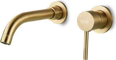 Produktbild von Unterputz-Waschtischarmatur für Wandmontage, gebürstetes Gold matt + Karton