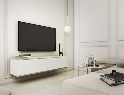 Produktbild von TV-Lowboard Oro 135 weiß matt hängend